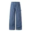 Jeans de pierna recta salpicados de pintura para hombre, marca de moda de alta calle, patchwork, corte holgado, ropa de trabajo punk, pantalones de pierna ancha