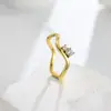Anillo de Diseño Irregular de Ola Minimalista de Moda, Joyería para Mujer, Color Versátil que Conserva el Color, Venta al por Mayor