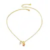 Nuevo Collar de Piña con Diamantes Rosados Cepillados Estilo Chino para Mujer, Cadena Dulce para Clavícula, Collar Cruzado, Mismo Estilo que en Xiaohongshu