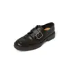 Sapatos femininos de couro estilo britânico, sapatos de salto baixo com corte profundo, novo modelo outono e inverno, couro bovino de camada superior, bico redondo, salto médio, sapatos de salto baixo com tira de fivela, tamanho de sapato feminino 40