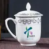 Juego de Tazas de Té de Cerámica Jingdezhen para Oficina con Tapa Taza de Agua Hueso de Porcelana Tazas para Reuniones 10 Piezas Regalo para el Hogar Personalización