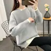 Suéter de mujer de longitud media para otoño e invierno 2025 nuevo estilo coreano suelto casual tejido de punto grueso de dos piezas falsas