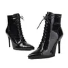 Botas de cano baixo transfronteiriças europeias e americanas, tamanho 35-41, botas femininas de outono e inverno com bico fino, zíper lateral, cor sólida, sola de borracha macia, salto fino
