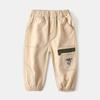 2026 Nova Calça Infantil Atacado Calça Longa para Meninos Calça Casual Elegante com Patchwork Bordado Barra Canelada Calça Única