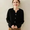 Cárdigan de Cachemira Estilo Cuello Redondo Transfronterizo para Mujer Suéter Grueso de Cachemira Talla Grande Chaqueta Suéter Talla Grande Ropa para Mujer