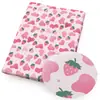 Tela Fina de Algodón Poliéster con Frutas de Fresa 50X45Cm Manteles de Patchwork Hechos a Mano DIY Entretejido Tejido, 1Yc68041