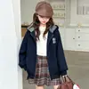 Top de cuadros con capucha de moda para niñas, nuevo estilo primavera y otoño, corte holgado, chaqueta versátil de manga larga