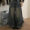 Ropa de mujer de alta calidad de Dongdaemun, Corea del Sur: Jeans de pierna ancha con un color lavado y un cinturón que te enamorarán a primera vista