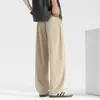 Pantalones de algodón puro para hombre, pantalones blancos finos de verano, pantalones casuales para hombre, pantalones holgados de pierna recta, pantalones deportivos tipo zanahoria para primavera y otoño