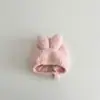 Touca 3D de Orelha de Coelho para Bebê Outono Inverno Chapéu de Pelúcia com Proteção para Orelhas Bonito Macio Quente Touca Puxar com Forro de Lã para Bebê