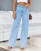Jeans para Mujer 2025 Nuevo Amazon Caliente Elásticos Pierna Ancha Rectos Pantalones de Mezclilla para Mujer Moda Pantalones Lavados