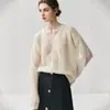 Cárdigan de punto de cachemira, cárdigan ligero de cachemira para mujer, transparente y delicado, con un lujoso tacto de terciopelo de seda, corte oversize y relajado
