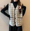Foto Real chica gordita talla grande Otoño e Invierno Nuevo Estilo Francés Estilo Chanel Chaqueta Pata de Gallo Suelta Imitación Visón Terciopelo Chaleco de Punto