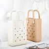 Nuevas Explosiones EVA Bolsa Portátil con Agujeros Impermeable Bolsa de Playa DIY Verano Creativa Linda Bolsa Cuadrada Pequeña Bolsa Nueva