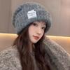 Gorro de Invierno Holgado de Punto Estilo Coreano Cálido Protector de Orejas de Lana Corte Holgado Circunferencia de Cabeza Grande Gorro para Clima Frío Hace que la Cara Parezca Más Pequeña