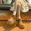 Nuevas botas de algodón de invierno con plataforma, que aumentan la altura, de suela gruesa, cálidas para mujeres petite, con cremallera trasera y puño, botas de nieve para mujer 2026, forradas de algodón