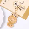 Llavero de Metal con Anillo de Conejo Goteando Aceite Animal del Zodiaco Conejito Pequeño Colgante de Llave con Pedrería Venta Caliente Transfronteriza en Stock