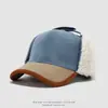 Gorros Cálidos de Otoño e Invierno para Niños Comercio Exterior Protección para los Oídos al Aire Libre Gorra de Béisbol para Bebé Color Sólido Corduroy de Contraste Gorra de Pico de Pato