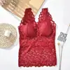Chaleco con almohadilla en el pecho para mujer, ropa interior de verano, prenda exterior, talla grande, chica rellenita, encaje, tirantes, espalda descubierta, prenda interior, camiseta básica, top de tubo