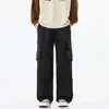 Calça cargo reta de bolso grande estilo americano da moda, unissex, outono vintage, corte solto, calça casual moderna e versátil