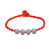 Cuentas Circulares Cuerda Roja Edición con Cuerda Roja Audi Chapado en Plata Cuentas Giratorias Pulsera de Cuerda Roja del Año del Zodiaco Pulsera para Mujer