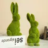 Explosiones Transfronterizas Conejo de Pascua con Flock Jardín Adornos Decorativos Musgo de Simulación Lindo Conejo de Resurrección Joyería de Escritorio