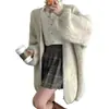 Abrigo suéter de punto cruzado para mujer del sudeste asiático de longitud media, cárdigan de punto casual holgado suave y acogedor para otoño-invierno, nuevo con manga de farol