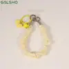 Tecido Plissado Estilo Coreano Corrente de Celular Alça de Pulso Corrente Curta Bolsa Charme Chaveiro Pingente Xadrez Floral Mulheres