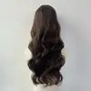 Peruca feminina de comércio exterior europeia e americana, cabelo ondulado grande simulado, franja de ar, seda de alta temperatura, mecanismo, cabelo comprido, cobertura total da cabeça, atacado