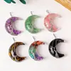 Cristal Natural Cascalho Colorido Árvore da Vida Lunar Pingente de Seda Enrolamento Manual Pedra de Energia Colar Pingente de Joia