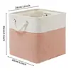 Cubo Organizador de Tela para Almacenamiento 28X28X28cm, Cesta Organizadora de Lino Bicolor con Asas de Cuerda de Algodón, Caja de Almacenamiento Cuadrada Plegable para Estantes de Armario, Almacenamiento de Ropa Juguetes Artículos Varios
