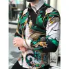 Camisa de lujo de alta gama para hombre, elegante y nueva camisa estampada para hombre con diseño digital de manga larga