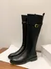 Cuero Genuino ~ Hebilla de Cinturón Jiao Yu Botas de Caballero Estilo Británico Retro Botas Largas Marrón Adelgazantes Tacón Grueso Botas Largas Hasta la Rodilla