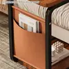 Mesa Lateral Móvel para Sala de Estar com Dois Níveis, Carrinho Pequeno Estilo Vintage, Mesa de Centro para Sofá, Criado-Mudo para Quarto, Mesa de Computador