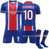 Nuevo conjunto de ropa deportiva de fútbol temporada 2627, incluyendo una camiseta de fútbol 10 Dembele, camiseta de local roja y azul del Paris 2627