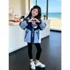 Chaqueta de camping Judy para niñas, primavera y otoño, para niños mayores y niñas, estilo oficial de policía conejito, cortavientos con capucha de bloques de color, moderno