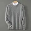 Baicai Rong 2026 Otoño/Invierno Nuevo Suéter Base de Punto Trenzado Color Sólido Cuello Redondo Holgado Casual para Hombre 100% Lana