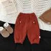 Pantalones de Bebé con Forro de Polar para Invierno Estilo Coreano Nuevos Sueltos Gruesos de Pana Versátiles para Niños Pequeños Pantalones de Chándal Calientes