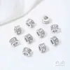 Contas Espaçadoras Atacado, Banhadas a Cobre com Ouro Branco, Conserva a Cor, Incrustadas com Zircônia, Contas Passepartout, Pingente de Joia para Colar de Mão DIY