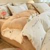 Juego de cama de cuatro piezas de terciopelo de leche de algodón AB invierno algodón coral franela ropa de cama sábanas juego de tres piezas