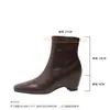 Botines Cuadrados Coreanos de 9 cm de Altura Elegantes y Delgados para Mujer 2026 Nuevos Botines con Cremallera Lateral de Tacón Alto Moda para el Trabajo