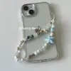 Nueva Cadena para Teléfono Móvil con Cuentas Accesorios de Estrella de Mar de Cerámica Cordón para Teléfono Móvil Cuerda para Teléfono Móvil Azul Claro Transfronterizo