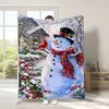 Manta de Muñeco de Nieve Navideño Transfronteriza 2026, Manta de Peluche de Papá Noel Impresa Digitalmente, Manta para Siesta para Todas las Estaciones
