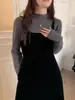 Camisa de base para mulheres, outono e inverno, top estiloso para usar por baixo, suéter de tricô novo estilo, suéter de gola semifechada, tamanho único