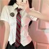 Uniforme JK traje Summer Spice Girls Deseo Puro Estilo Universitario Manga Burbuja Camisa Cintura Conjunto de Moda de Dos Piezas de Manga Corta para Mujer Popular en Internet