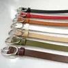 Cinto Feminino Fino Couro PU Ecológico Simples Versátil Estilo Coreano Casual Fivela Oval Fivela de Pino Cinto Feminino Decorativo Cinto para Calça