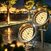 Holofote de paisagem para iluminação de árvores, projetor de luz de iluminação à prova d'água para exterior, luminária de chão circular para gramado de jardim, holofote colorido para árvores