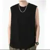 230g Estilo Japonês Peso Pesado Algodão Puro Verão Básico Ombro Largo Gola Pequena Cor Sólida Solto Unissex Regata Camiseta Masculina