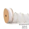 Cinta de Hilo de Cola de Pez con Borde Dorado de 4 cm Hilo de Poliéster Ramo de Flores Pastel Floral Caja de Regalo Cinta de Lazo DIY