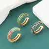 Pinzas para Orejas de Zirconia de Lujo Nicho del Distrito Lu para Mujer, Pendientes Personalizados con Baño de Oro Real Estilo Ins, Pendientes Nuevos Transfronterizos